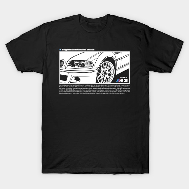 M3 e46 CSL T-Shirt by idrdesign